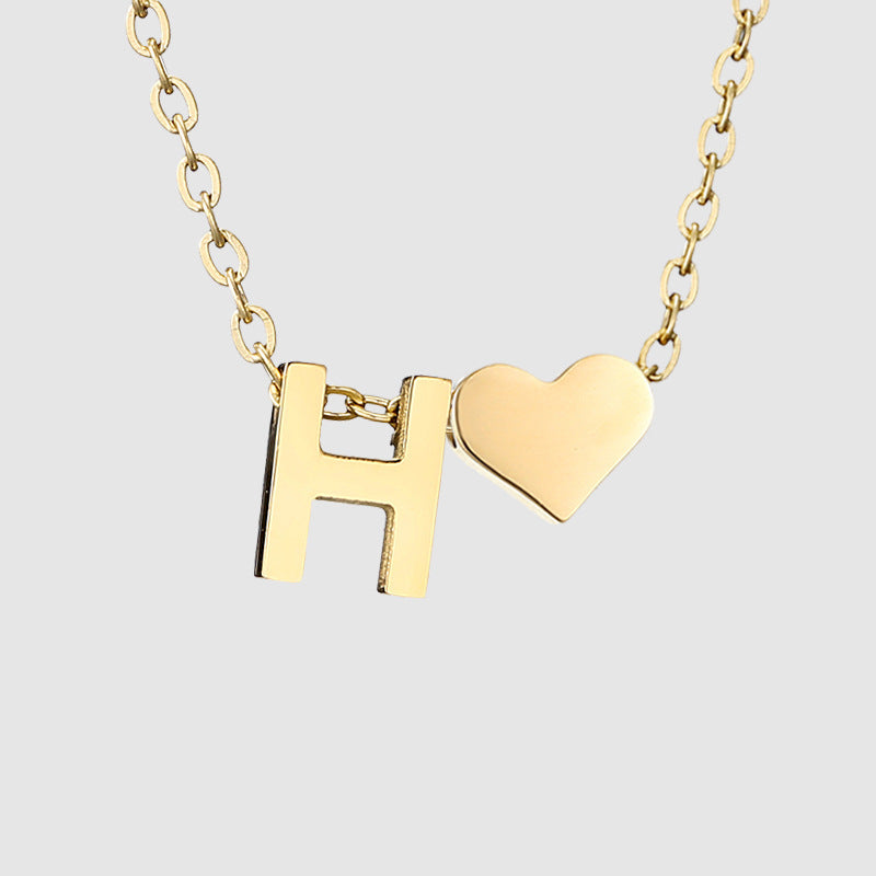 Wholesale Heart Letter Pendant Gold Plated Necklaces